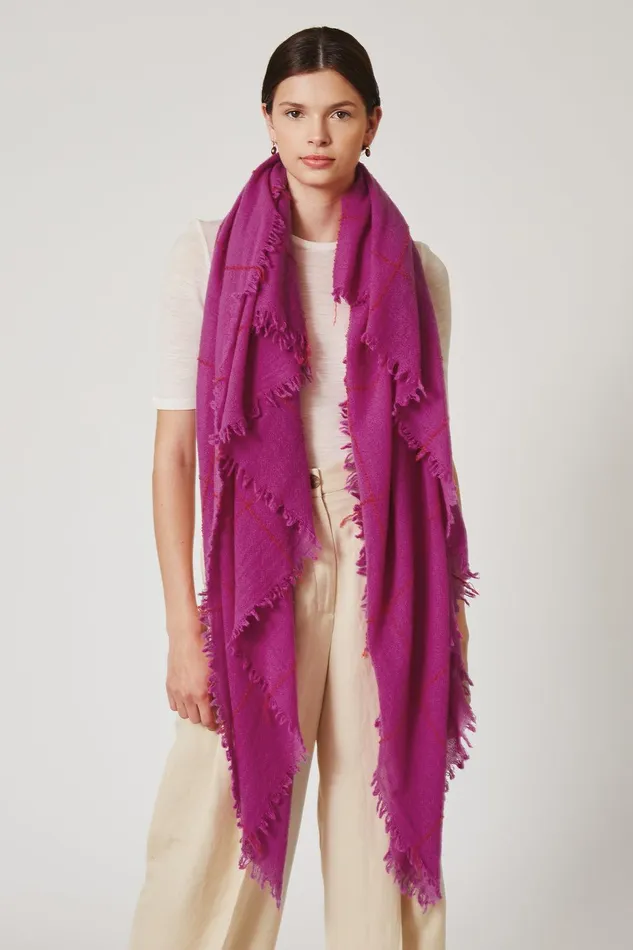 100 Cashmere Scarf Hyacinth Windowpane Women Chan Luu Scarves