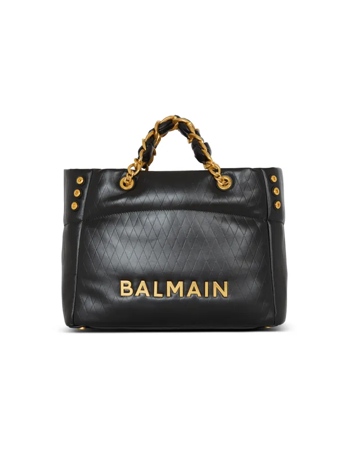1945 Soft Tote Bag In Embossed Calfskin Black Women Balmain Tote Bags
