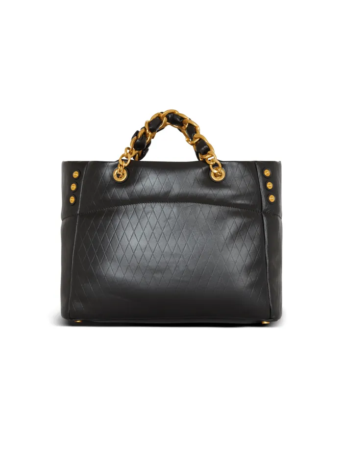 1945 Soft Tote Bag In Embossed Calfskin Black Women Balmain Tote Bags