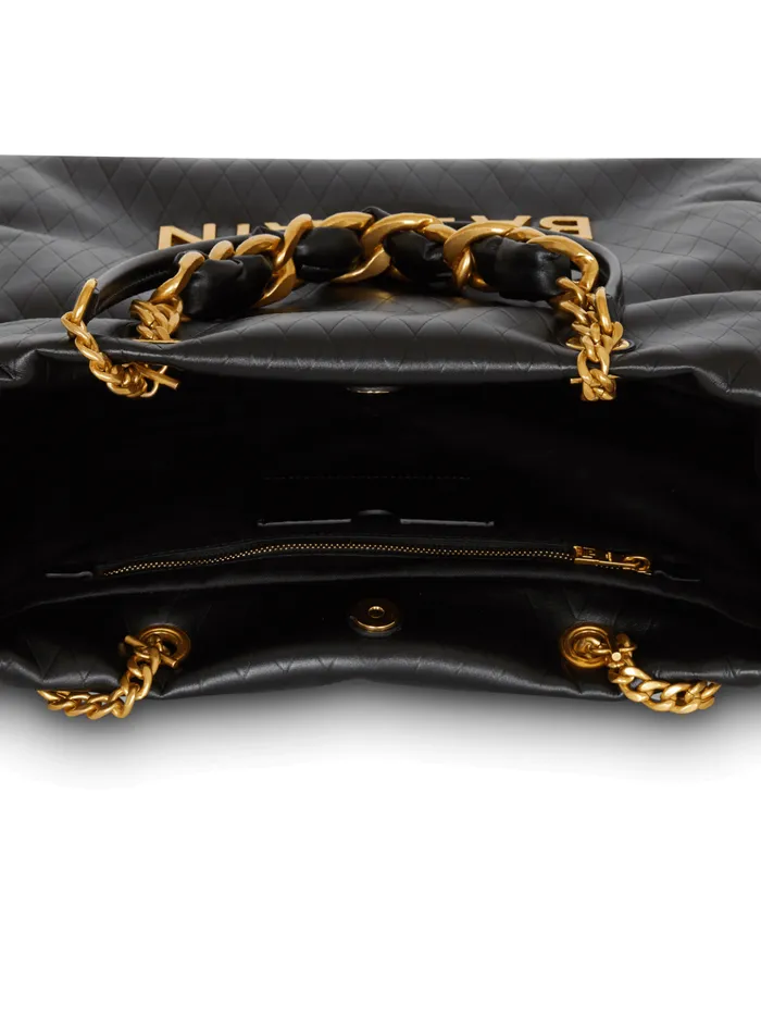 1945 Soft Tote Bag In Embossed Calfskin Black Women Balmain Tote Bags