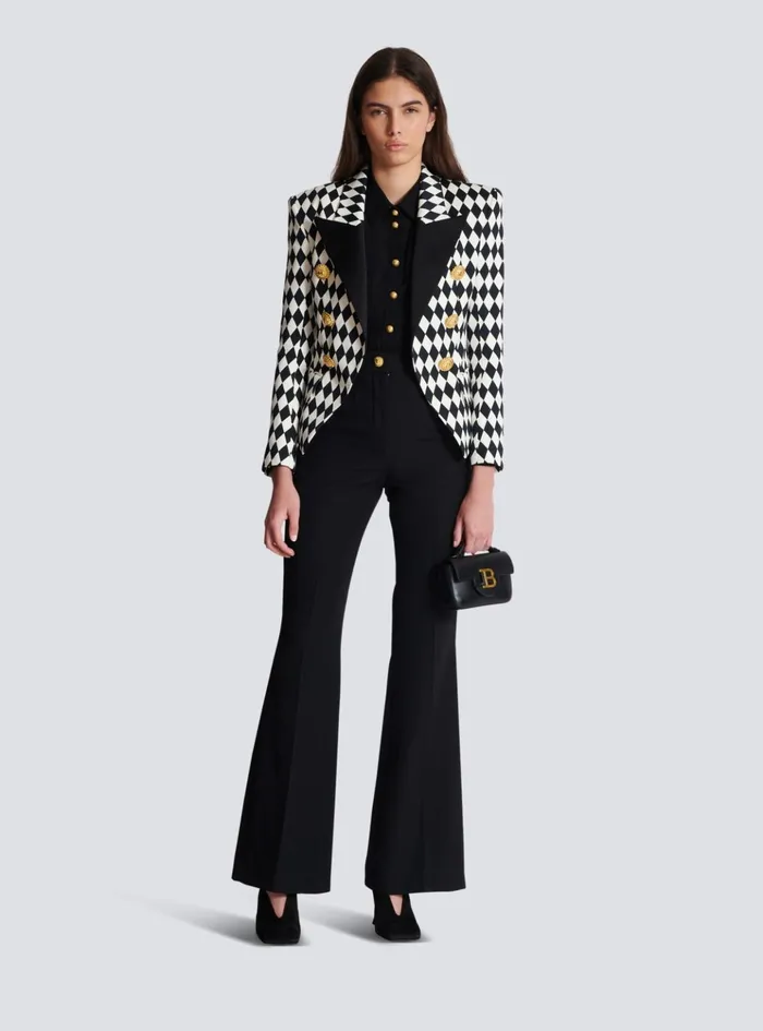 6button Diamond Crepe Jacket Black Women Balmain Jackets And Blazers