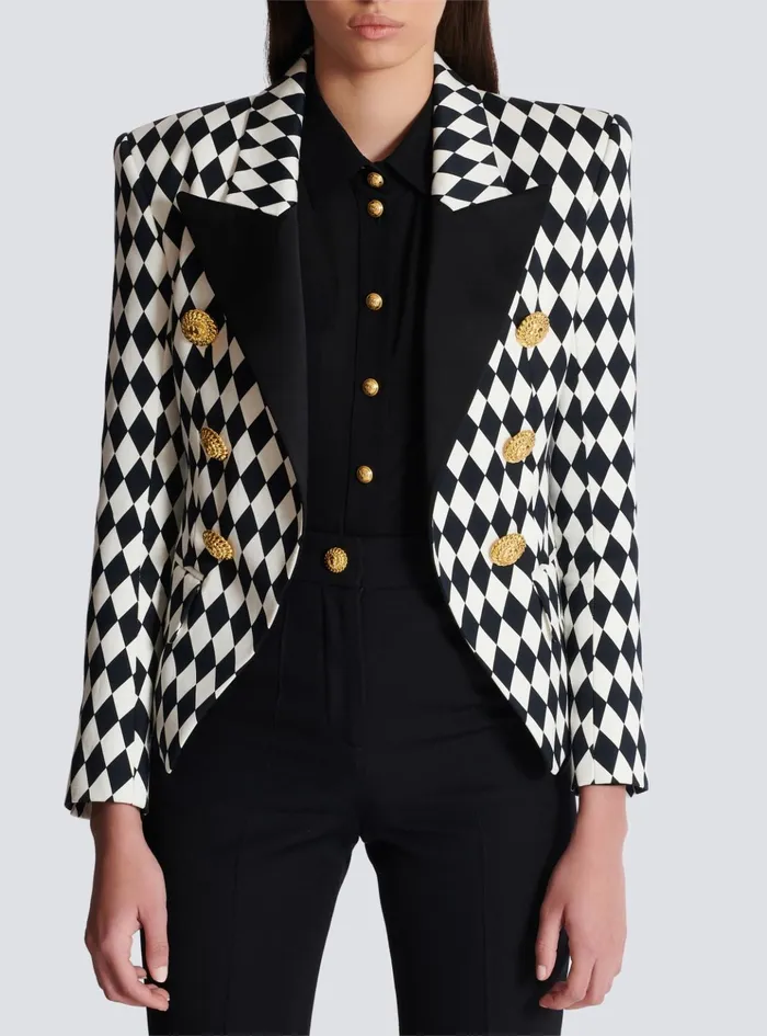 6button Diamond Crepe Jacket Black Women Balmain Jackets And Blazers