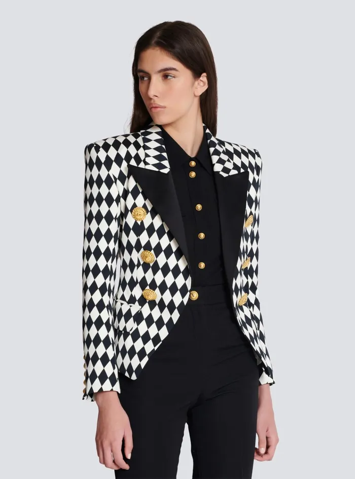 6button Diamond Crepe Jacket Black Women Balmain Jackets And Blazers