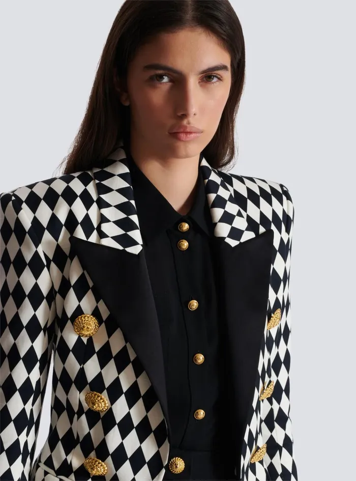 6button Diamond Crepe Jacket Black Women Balmain Jackets And Blazers
