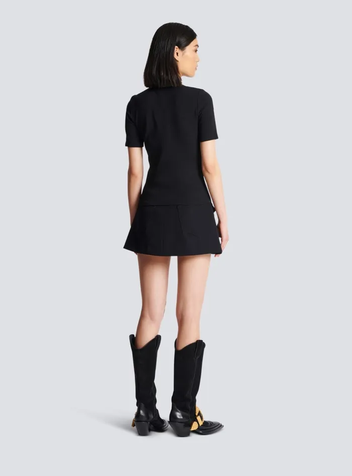 6button Knit Tshirt Black Women Balmain TShirts