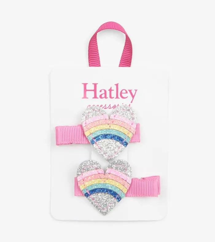 Accessories Girls Hatley Rainbow Hearts Glitter Hair Clips
