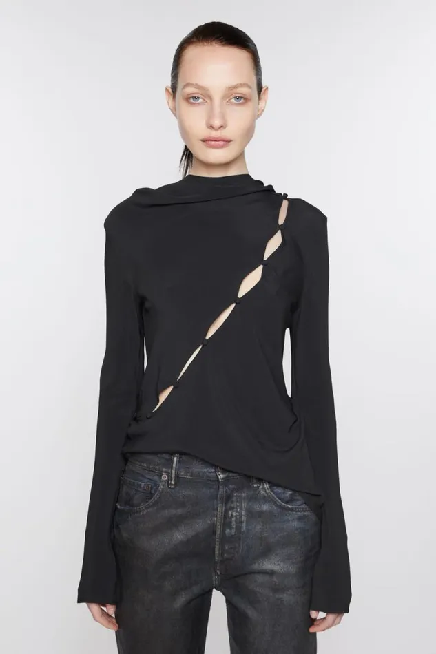 Acne Studios Button Through Blouse Black Women Shirts and Blouses