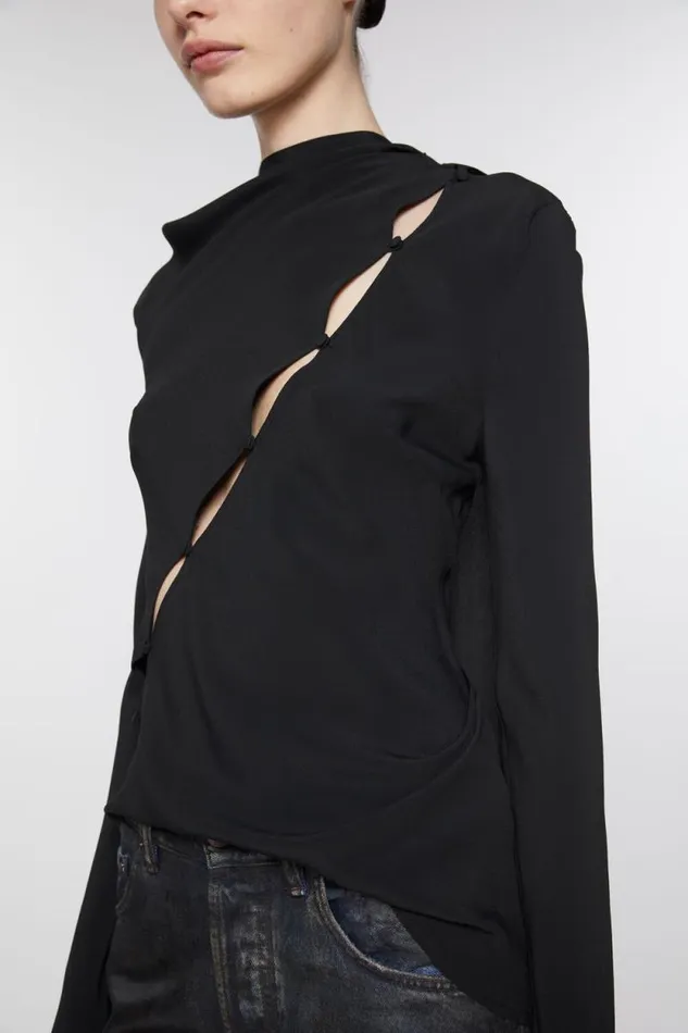 Acne Studios Button Through Blouse Black Women Shirts and Blouses Acne Studios Button Through Blouse Black Women Shirts and Blouses