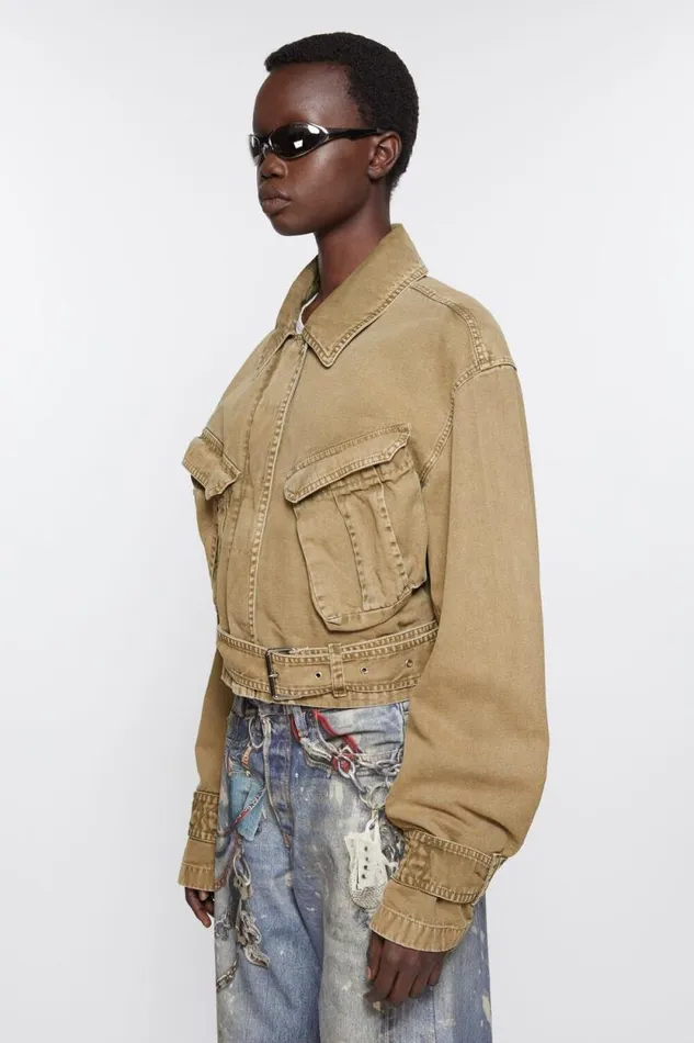 Acne Studios Canvas Jacket Light Brown Women Outerwear Acne Studios Canvas Jacket Light Brown Women Outerwear