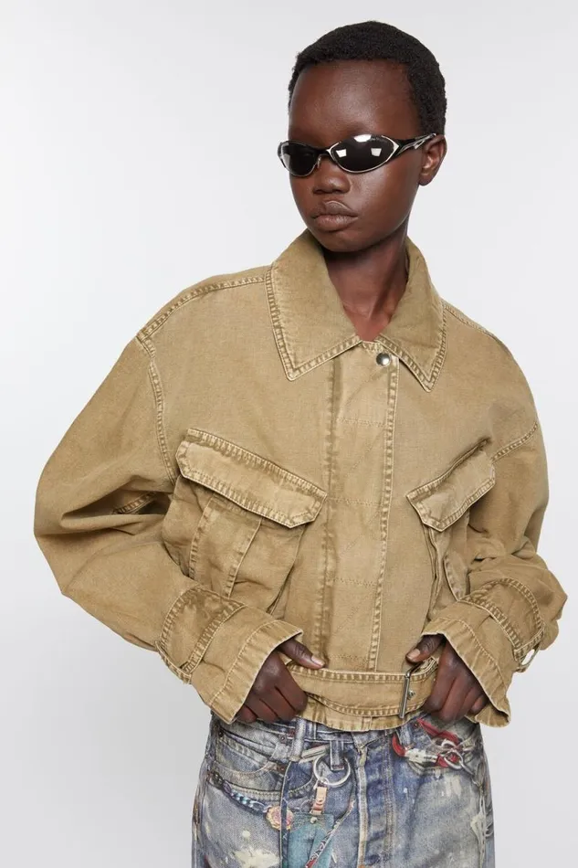 Acne Studios Canvas Jacket Light Brown Women Outerwear Acne Studios Canvas Jacket Light Brown Women Outerwear