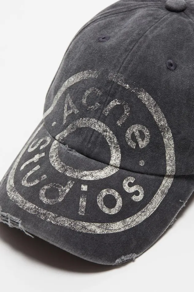Acne Studios Cap Printed Logo Black Men Hats Acne Studios Cap Printed Logo Black Men Hats