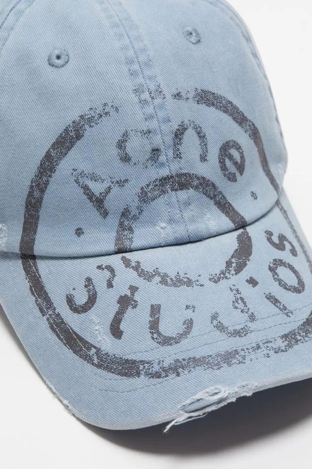 Acne Studios Cap Printed Logo Pale Blue Women Hats Acne Studios Cap Printed Logo Pale Blue Women Hats