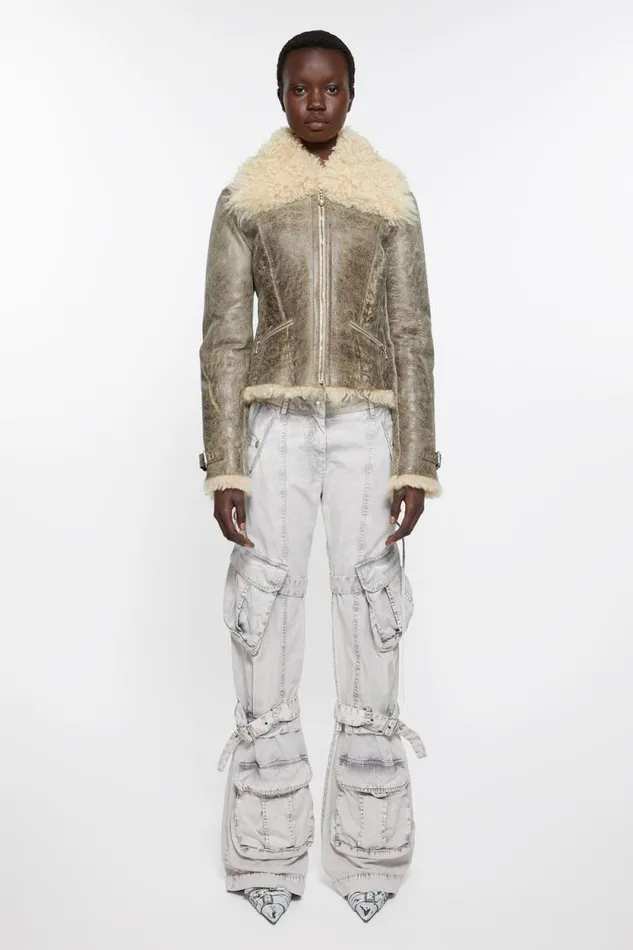 Acne Studios Cargo Twill Trousers Dusty White Women Trousers