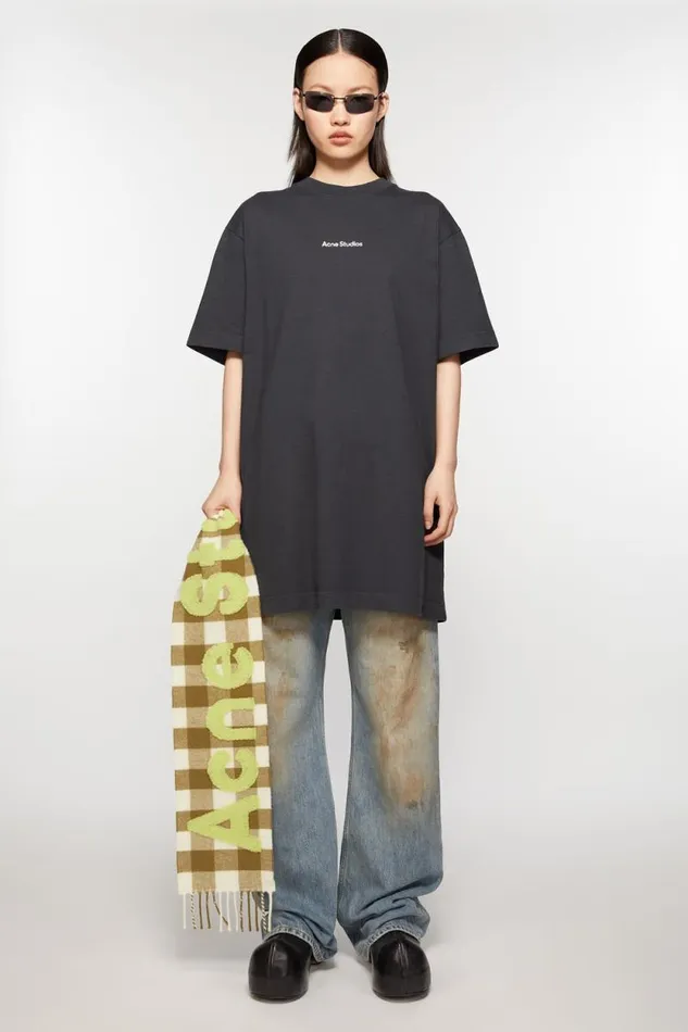 Acne Studios Check Logo Scarf 8211 Narrow Khakigreen Men Scarves Acne Studios Check Logo Scarf 8211 Narrow Khakigreen Men Scarves