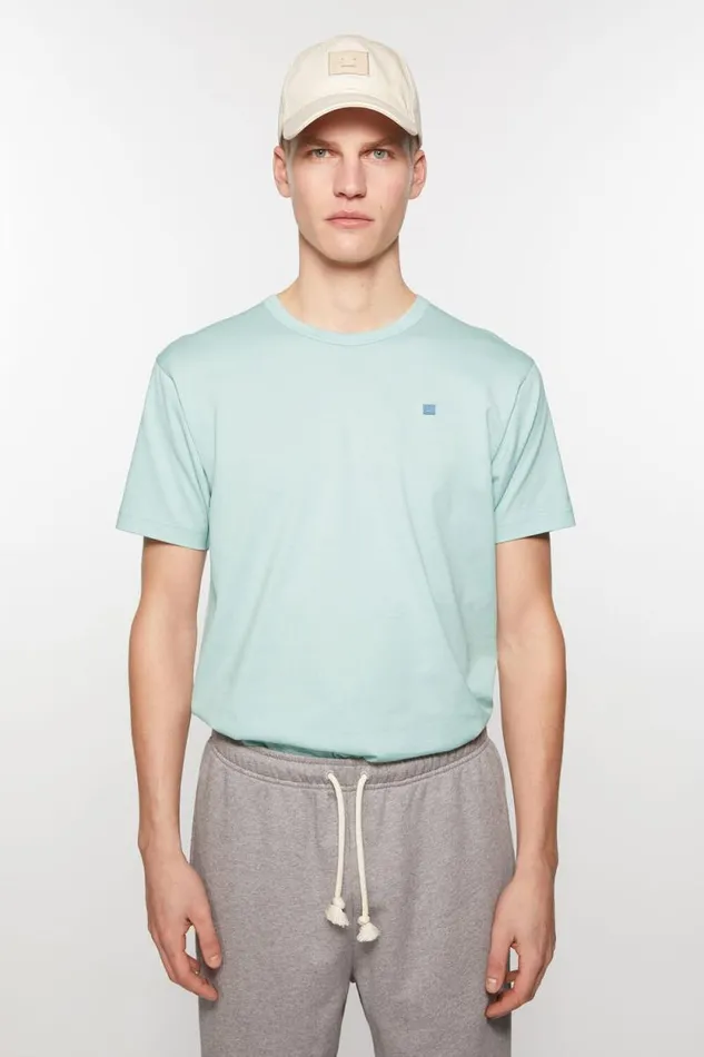 Acne Studios Crew Neck Tshirt Regular Fit Dusty Blue Men Tshirts