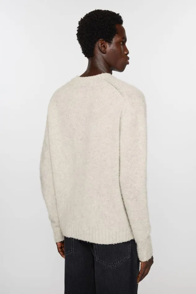 Acne Studios Crew Neck Wool Jumper Light Grey Melange Men Knitwear