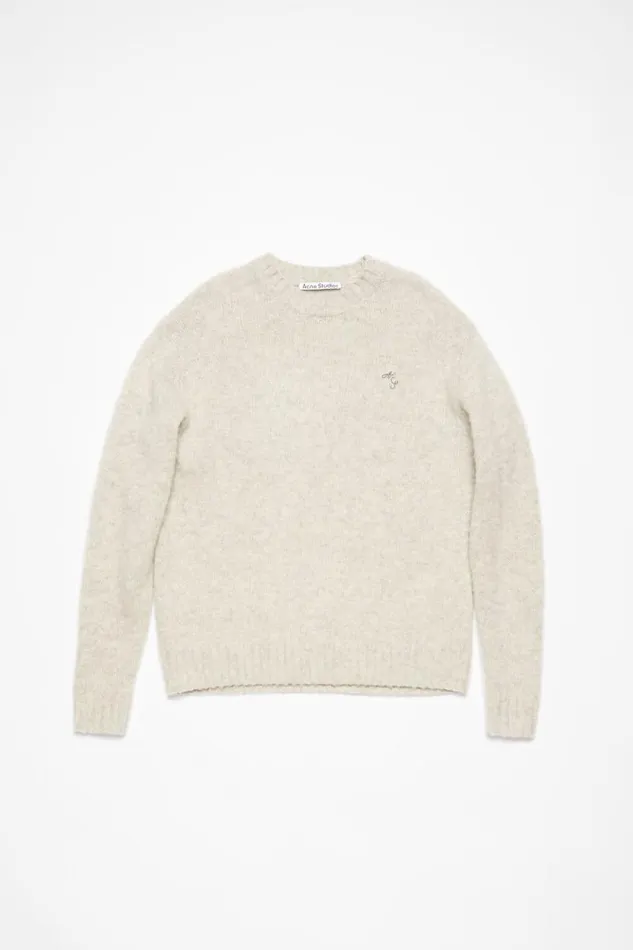 Acne Studios Crew Neck Wool Jumper Light Grey Melange Men Knitwear
