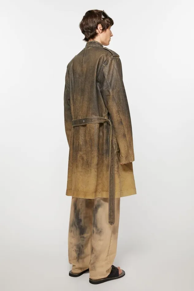 Acne Studios Denim Belted Coat Blackyellow Men Outerwear