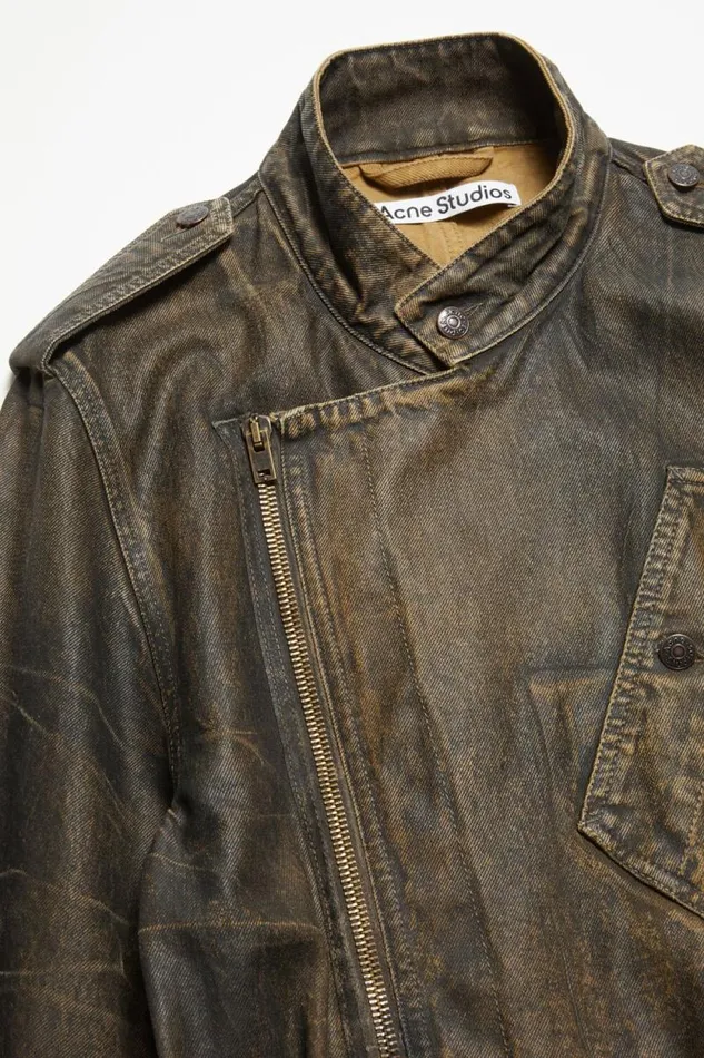 Acne Studios Denim Belted Coat Blackyellow Men Outerwear