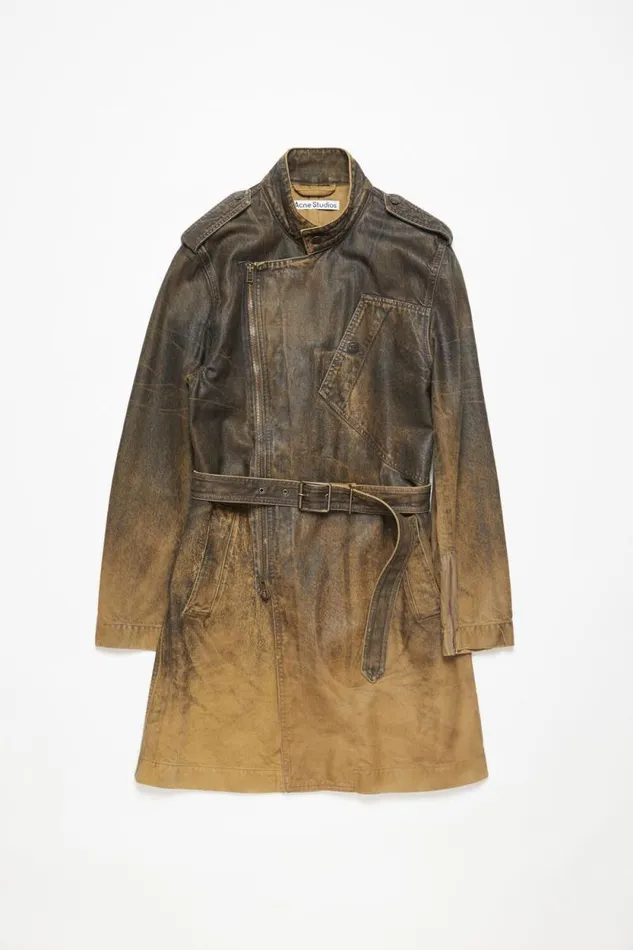 Acne Studios Denim Belted Coat Blackyellow Men Outerwear