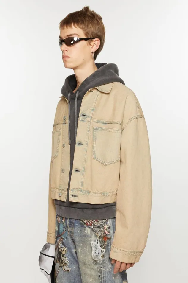 Acne Studios Denim Jacket 8211 Oversized Cropped Fit Light Sand Women Outerwear