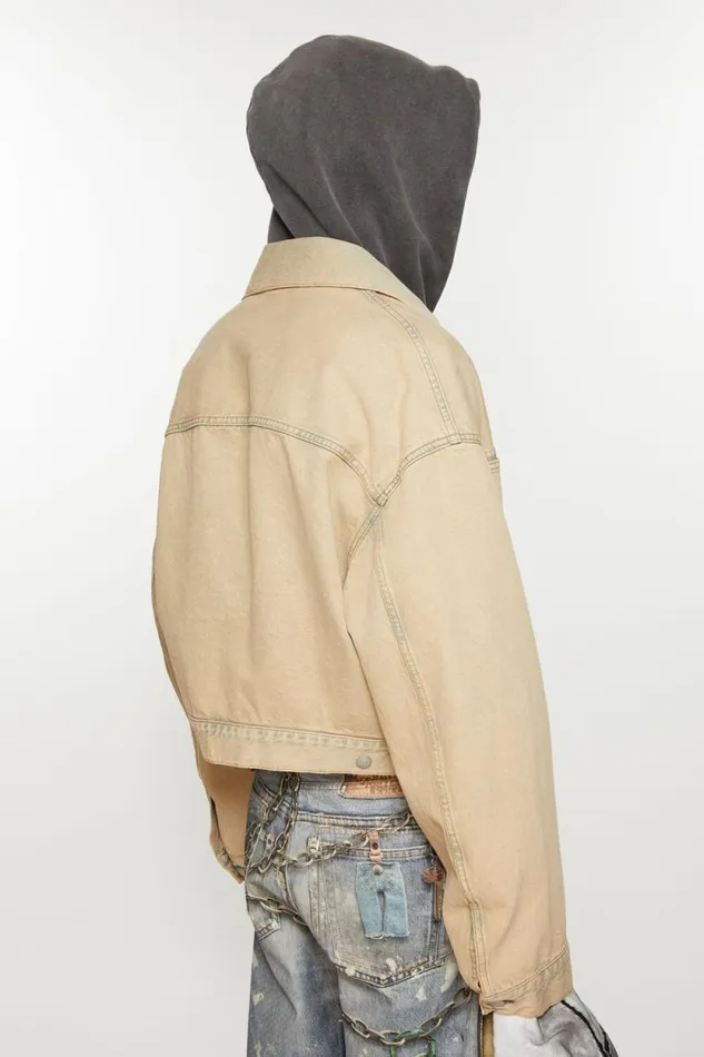 Acne Studios Denim Jacket 8211 Oversized Cropped Fit Light Sand Women Outerwear