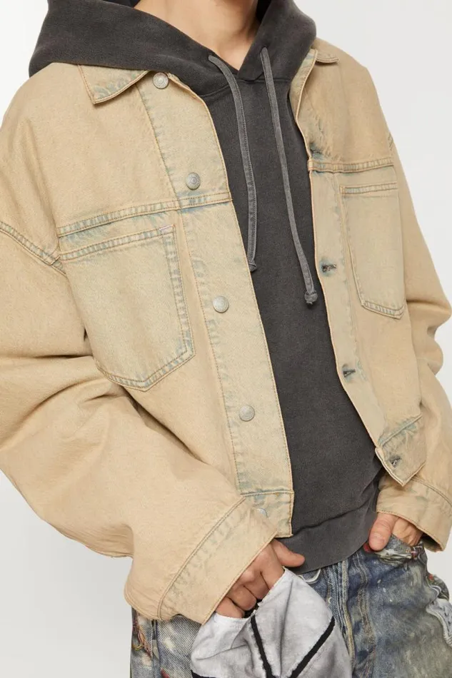 Acne Studios Denim Jacket 8211 Oversized Cropped Fit Light Sand Women Outerwear