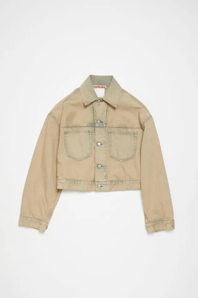 Acne Studios Denim Jacket 8211 Oversized Cropped Fit Light Sand Women Outerwear