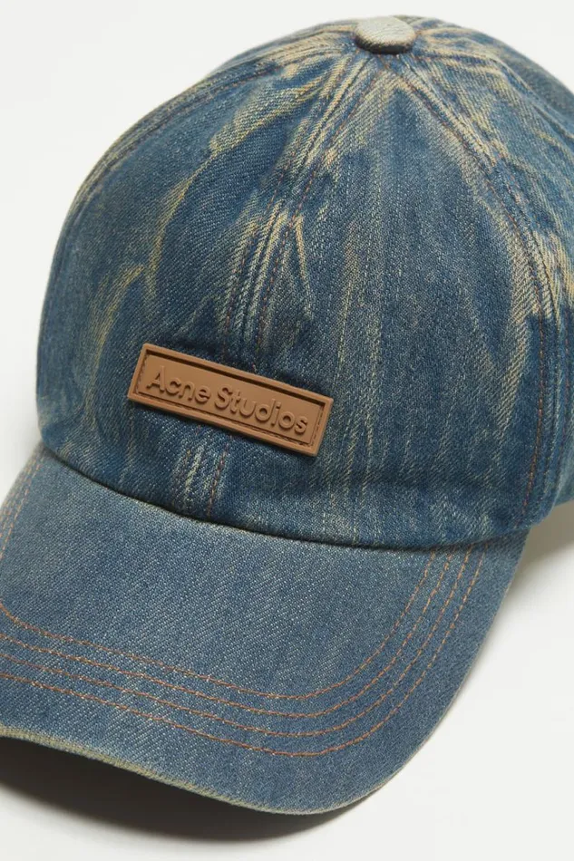 Acne Studios Denim Logo Cap Dark Blue Women Hats