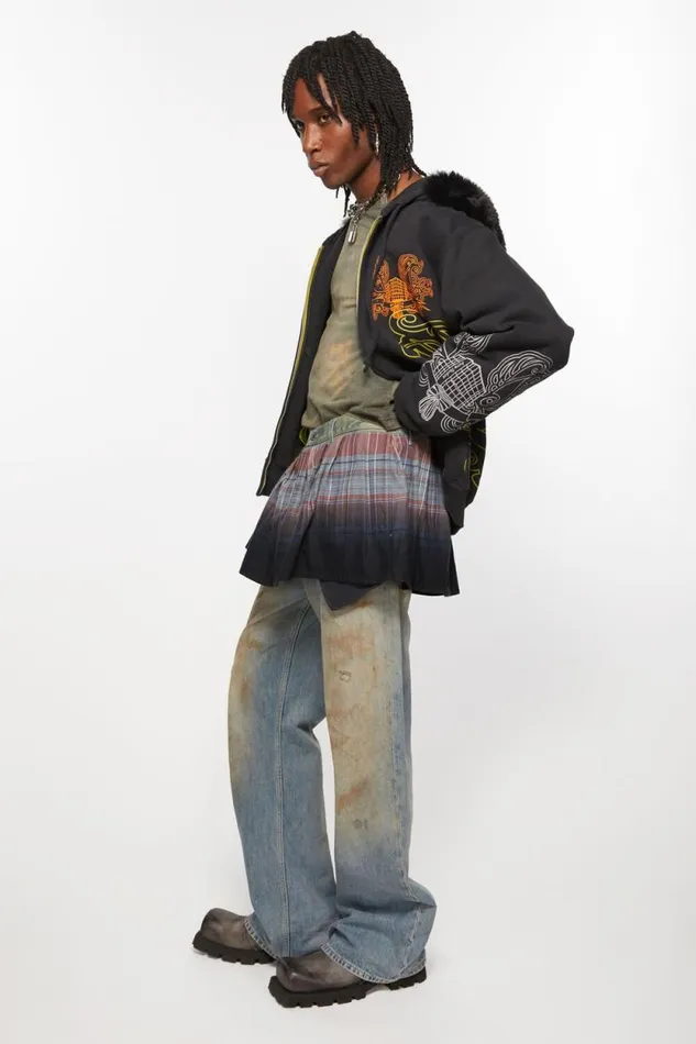 Acne Studios Flannel Skirt Bluemulti Men Shorts