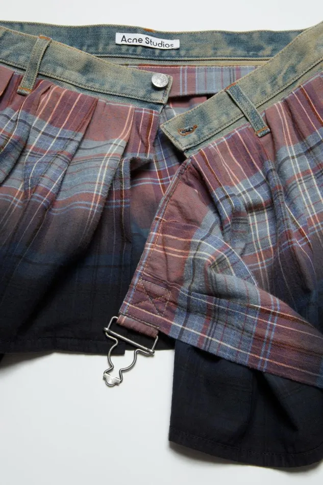 Acne Studios Flannel Skirt Bluemulti Men Shorts