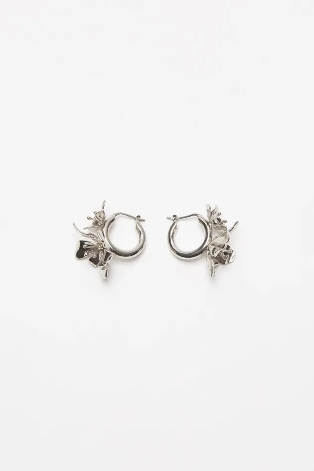 Acne Studios Flower Hoop Earrings Silvertransparent Women Jewellery