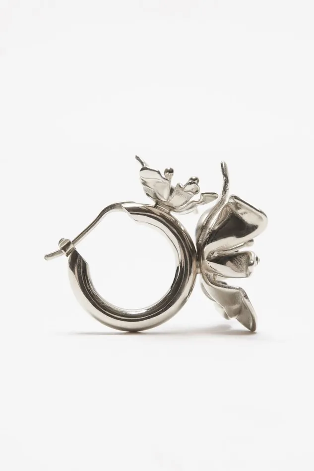 Acne Studios Flower Hoop Earrings Silvertransparent Women Jewellery Acne Studios Flower Hoop Earrings Silvertransparent Women Jewellery