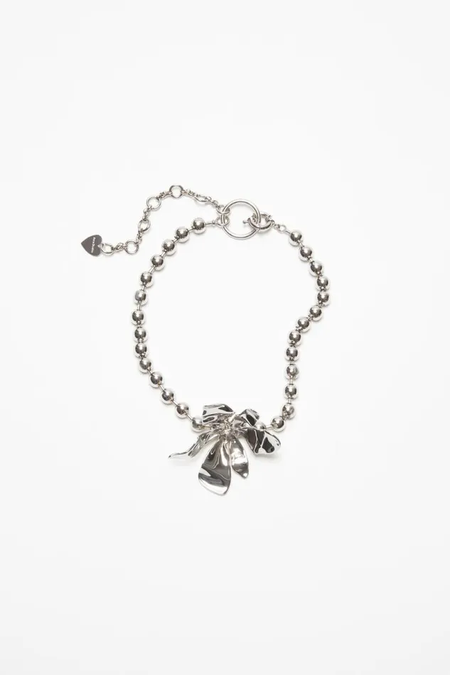 Acne Studios Flower Necklace Silvertransparent Men Jewellery