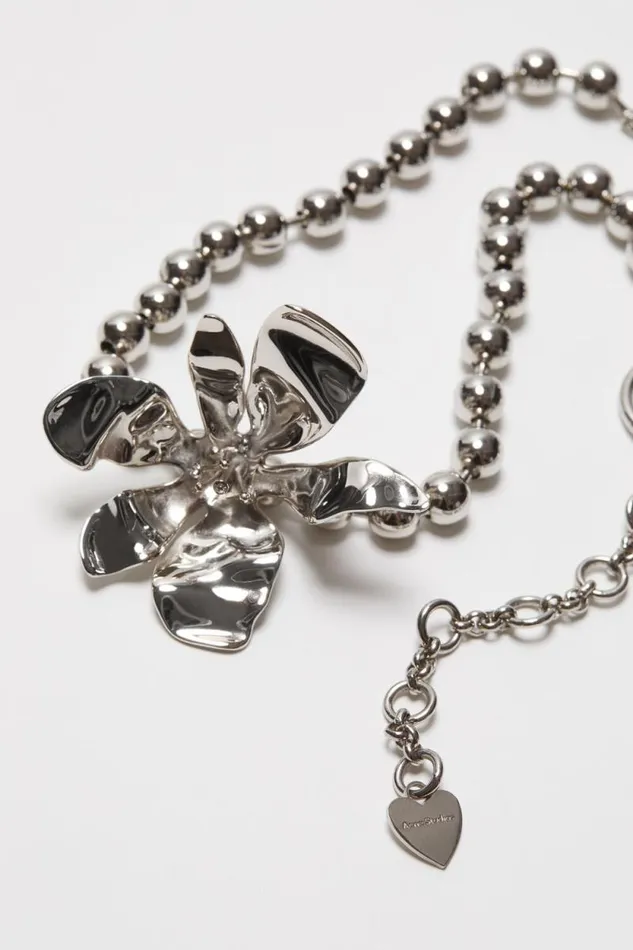 Acne Studios Flower Necklace Silvertransparent Men Jewellery