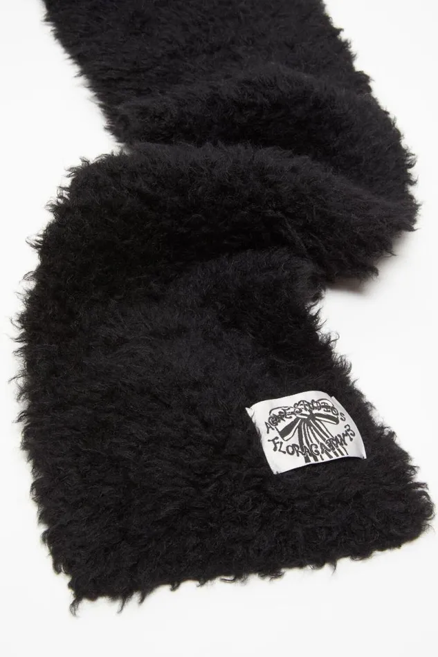 Acne Studios Fluffy Scarf 8211 Narrow Black Women Scarves Acne Studios Fluffy Scarf 8211 Narrow Black Women Scarves