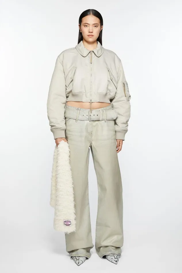 Acne Studios Fluffy Scarf 8211 Narrow White Men Scarves