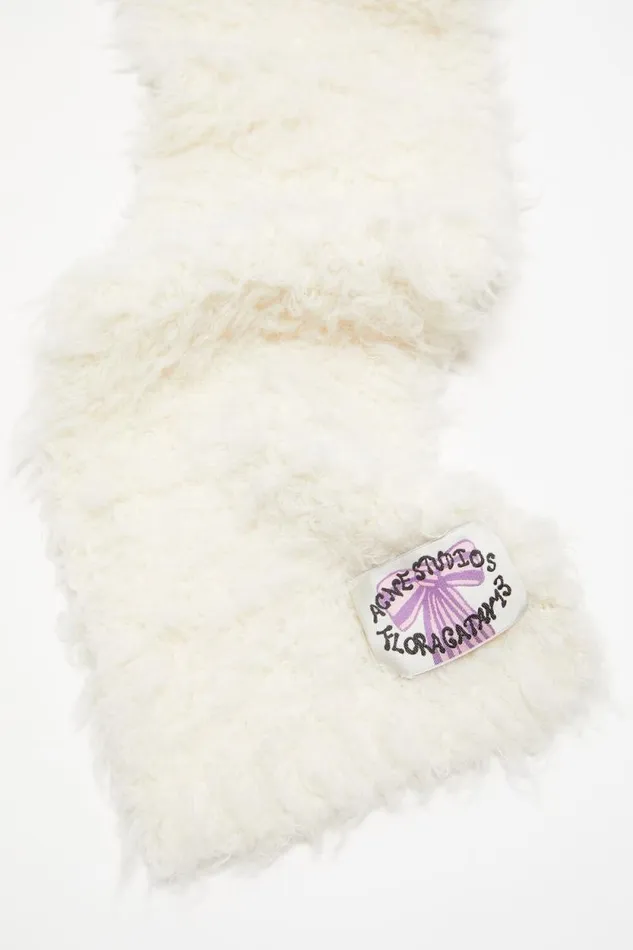 Acne Studios Fluffy Scarf 8211 Narrow White Men Scarves