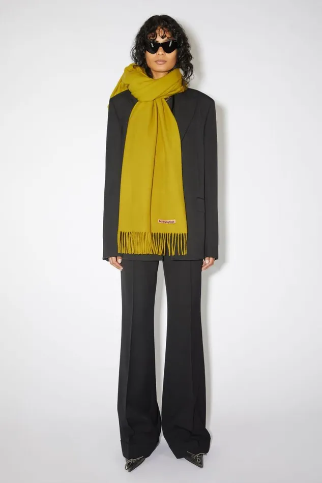 Acne Studios Fringe Wool Scarf 8211 Oversized Acid Yellow Men Scarves Acne Studios Fringe Wool Scarf 8211 Oversized Acid Yellow Men Scarves