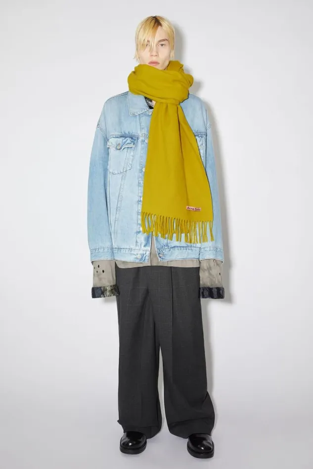 Acne Studios Fringe Wool Scarf 8211 Oversized Acid Yellow Men Scarves Acne Studios Fringe Wool Scarf 8211 Oversized Acid Yellow Men Scarves