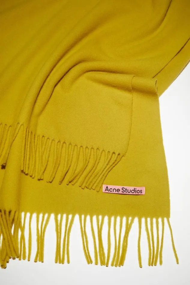 Acne Studios Fringe Wool Scarf 8211 Oversized Acid Yellow Men Scarves Acne Studios Fringe Wool Scarf 8211 Oversized Acid Yellow Men Scarves