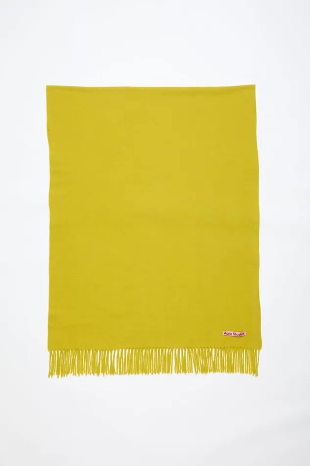 Acne Studios Fringe Wool Scarf 8211 Oversized Acid Yellow Women Scarves