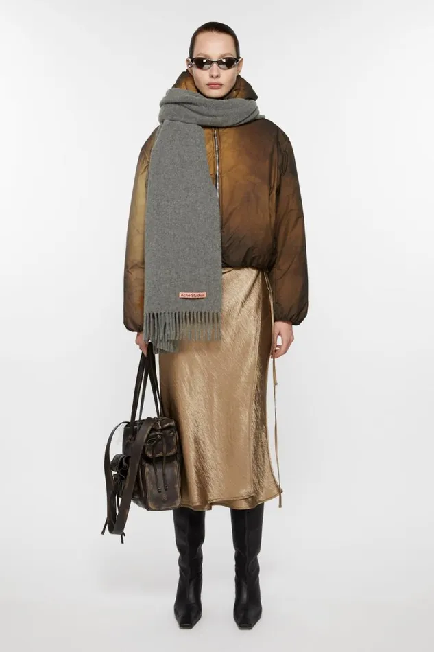 Acne Studios Fringe Wool Scarf 8211 Oversized Grey Melange Men Scarves Acne Studios Fringe Wool Scarf 8211 Oversized Grey Melange Men Scarves