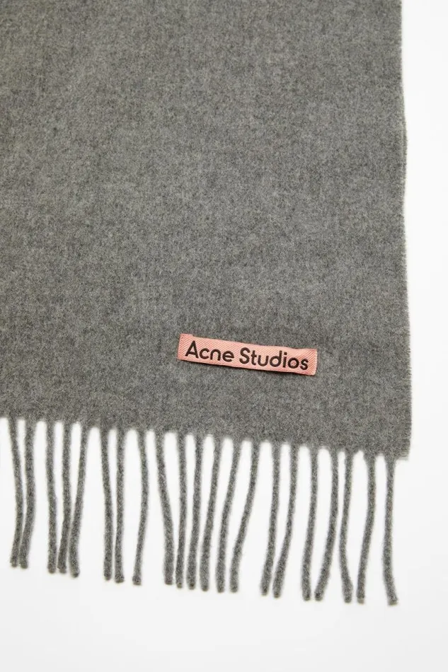 Acne Studios Fringe Wool Scarf 8211 Oversized Grey Melange Men Scarves Acne Studios Fringe Wool Scarf 8211 Oversized Grey Melange Men Scarves