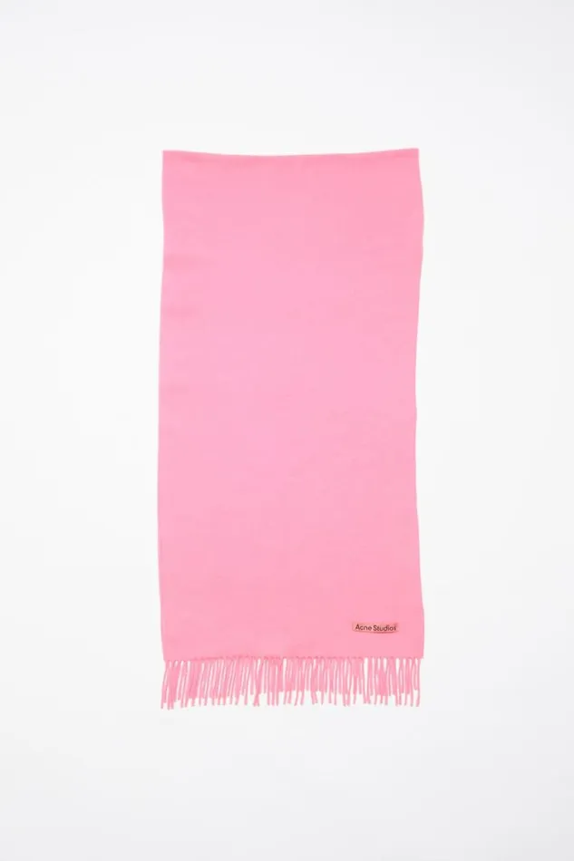 Acne Studios Fringe Wool Scarf Narrow Bubble Pink Women Scarves