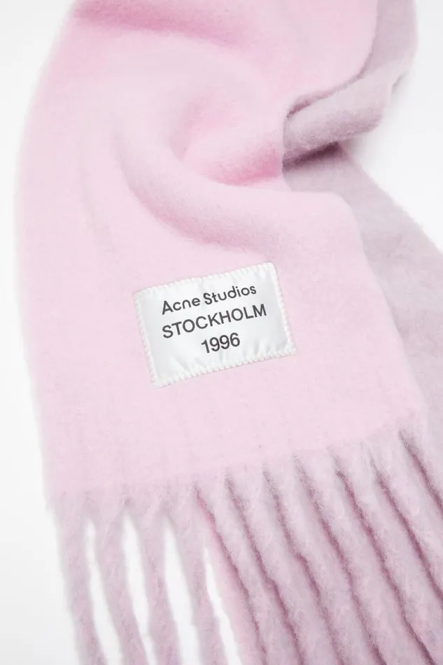 Acne Studios Fringed Scarf Logo Label Pinklilac Women Scarves Acne Studios Fringed Scarf Logo Label Pinklilac Women Scarves