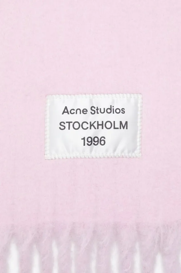Acne Studios Fringed Scarf Logo Label Pinklilac Women Scarves Acne Studios Fringed Scarf Logo Label Pinklilac Women Scarves