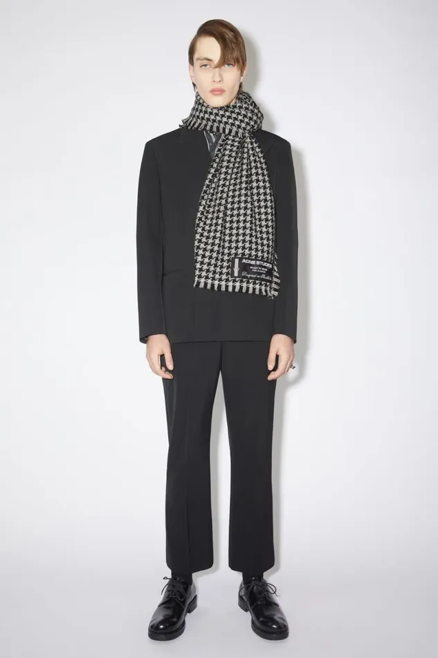 Acne Studios Houndstooth Wool Scarf Whiteblack Men Scarves