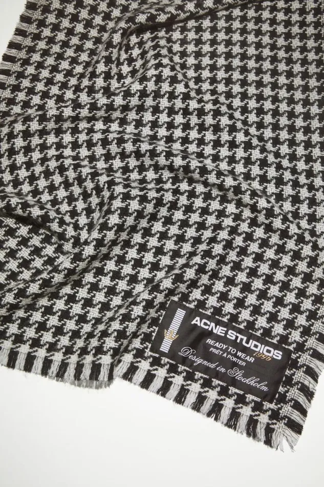 Acne Studios Houndstooth Wool Scarf Whiteblack Men Scarves