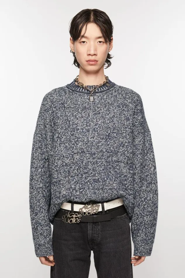 Acne Studios Jacquard Jumper Blackbird Bluemulti Men Knitwear
